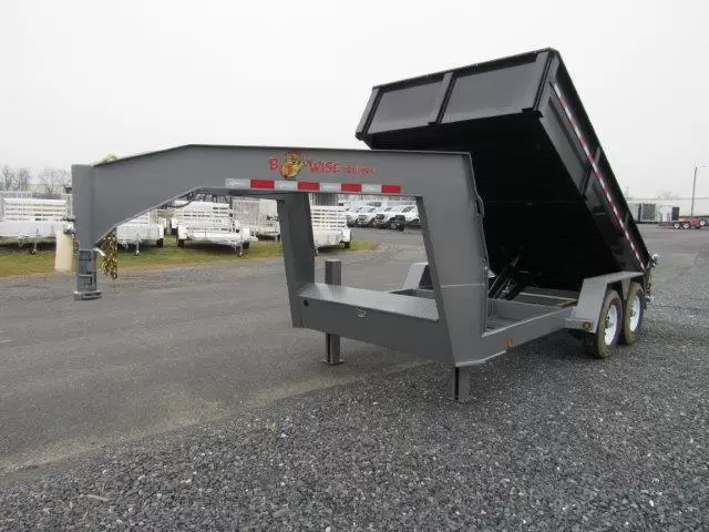 BWise 7 x 14 Gooseneck Dump Trailer Combo Gate & Ramps - Image 3
